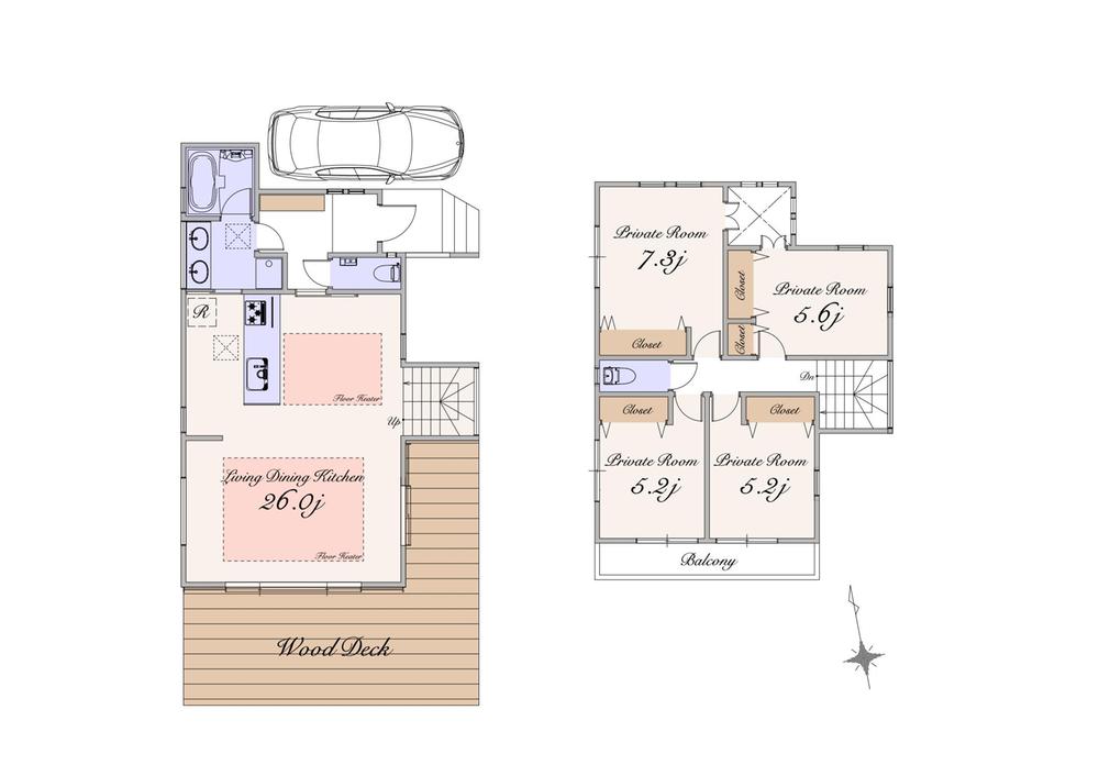 Floor plan. Price 89,900,000 yen, 4LDK, Land area 138.64 sq m , Building area 115.85 sq m