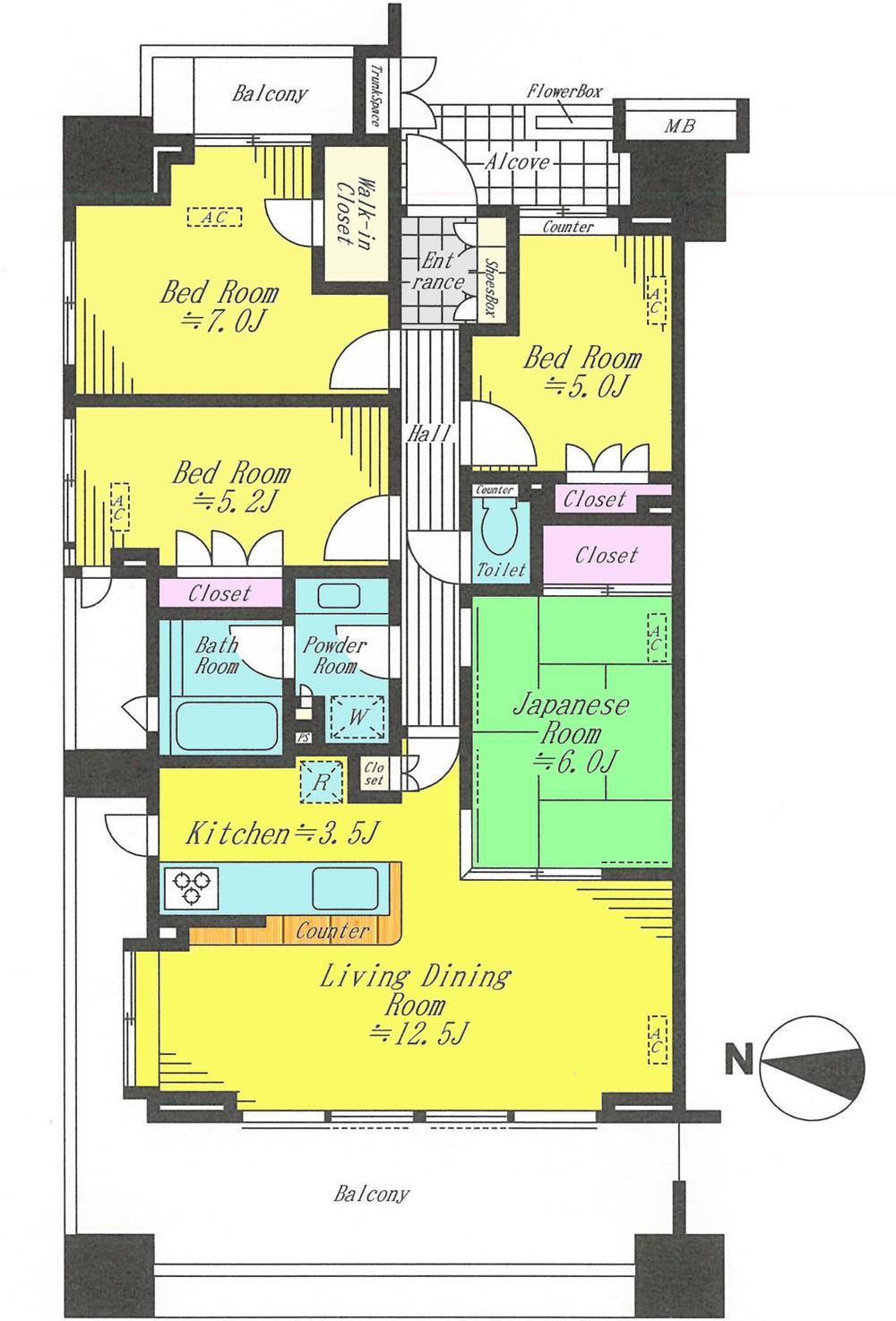 Floor plan. 4LDK, Price 54,800,000 yen, Footprint 84.9 sq m , Balcony area 22.12 sq m ◎ 4LDK