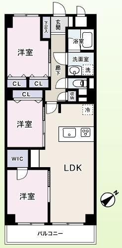 Floor plan. 3LDK, Price 49,800,000 yen, Occupied area 66.96 sq m , Balcony area 6.07 sq m