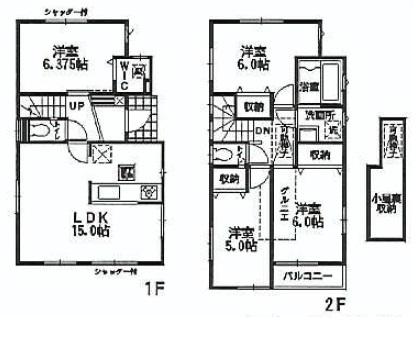 Floor plan. (Building 2), Price 53,900,000 yen, 4LDK, Land area 81.25 sq m , Building area 91.08 sq m