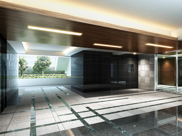 Shared facilities.  [Entrance Hall Rendering] On the floor of the natural taste, It adopted a tile texture rich texture on the wall, Consideration, such as the overall color-coordinated. By providing a continuous feeling toward the entrance hall from the windbreak room, People who visited was designed to proceed naturally walk into the apartment. In the space to ensure a wide enough silence drifts is, Directing the atmosphere, such as gallery. To the moment you step foot, A peaceful feeling of air that wraps around the body, Everyone feels the release of the mind. Exactly, It is worthy of the entrance hall as space of Yingbin.