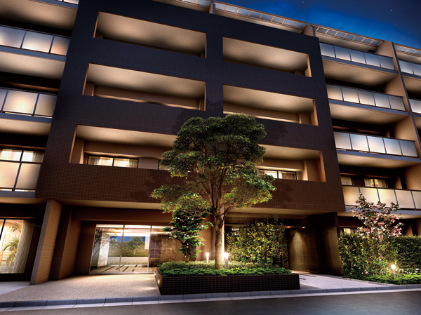 Buildings and facilities. In order to have a facade design and the sense of unity, Including the material of the natural taste is on the wall and floor of the approach, Different material well-balanced arrangement of texture. It was not Ikizuka a rich texture and reliable status. Subjected to planting to further front of the approach, Consideration to privacy and at the same time to produce a moisture. (Entrance approach Rendering)