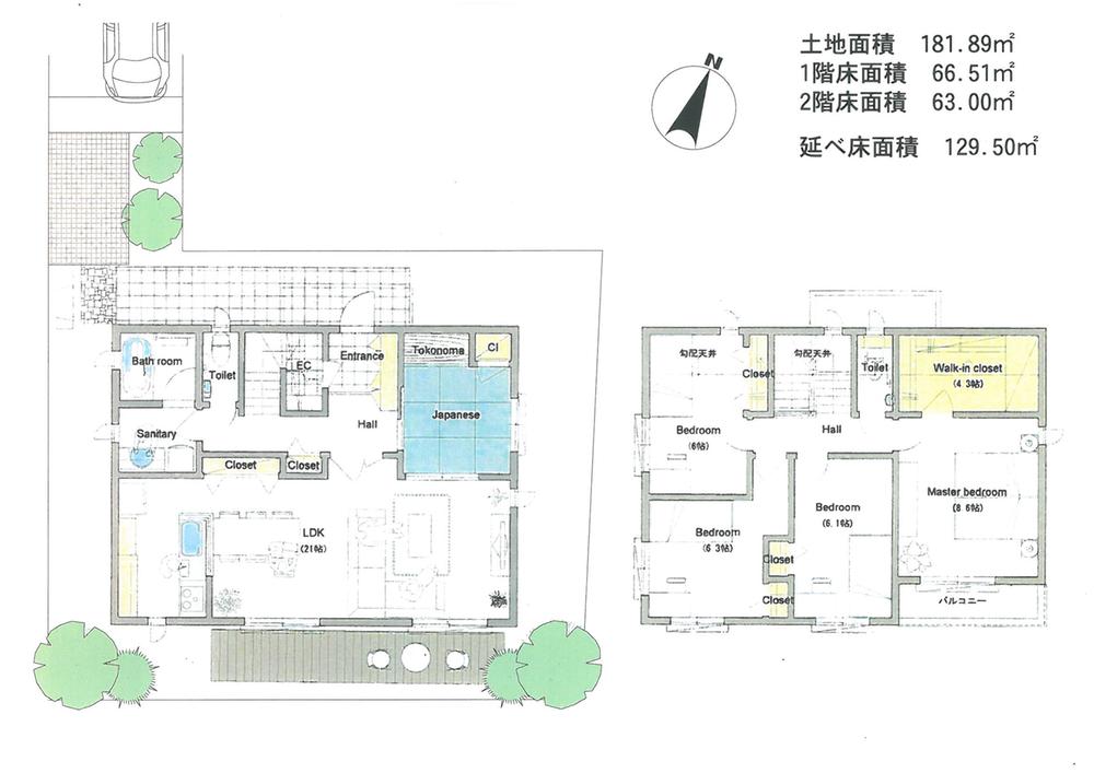 Compartment figure. Land price 117 million yen, Land area 181.89 sq m