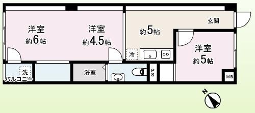 Floor plan. 1LDK, Price 21,800,000 yen, Occupied area 45.98 sq m