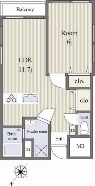 Floor plan. 1LDK, Price 17.8 million yen, Occupied area 45.27 sq m
