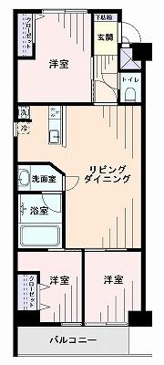 Floor plan. 3LDK, Price 27.6 million yen, Occupied area 60.96 sq m , Balcony area 5.52 sq m