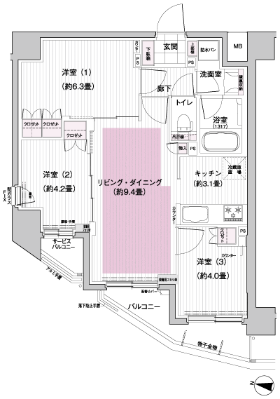 Floor: 3LDK, occupied area: 56.52 sq m, Price: TBD