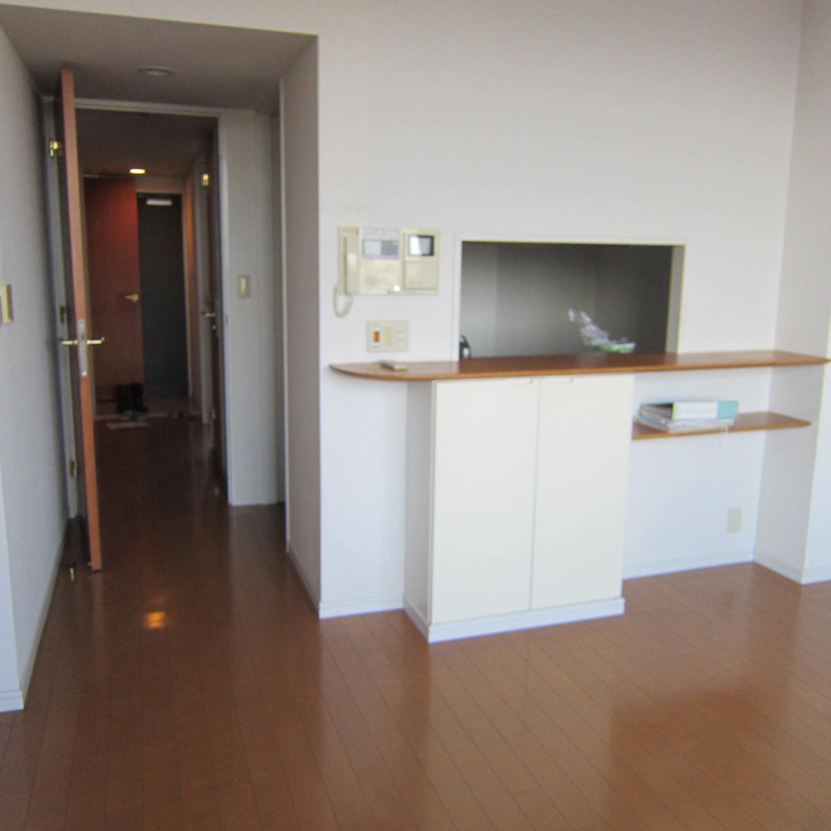 Living and room. Convenient storage there to under-counter kitchen