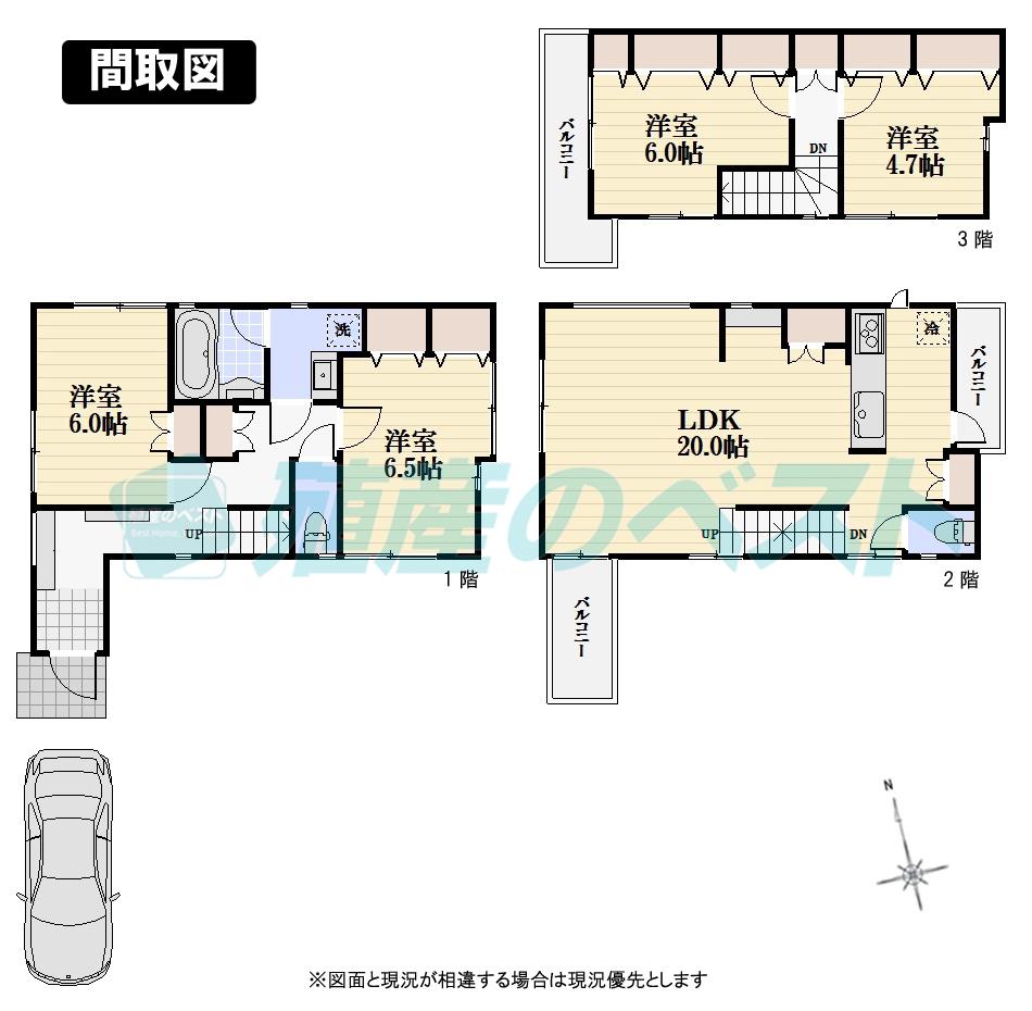 Floor plan. (II Building), Price 59,800,000 yen, 4LDK, Land area 78.34 sq m , Building area 110.16 sq m