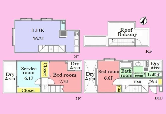 Floor plan. 2LDK + S (storeroom), Price 49,800,000 yen, Occupied area 90.85 sq m , Balcony area 8.61 sq m
