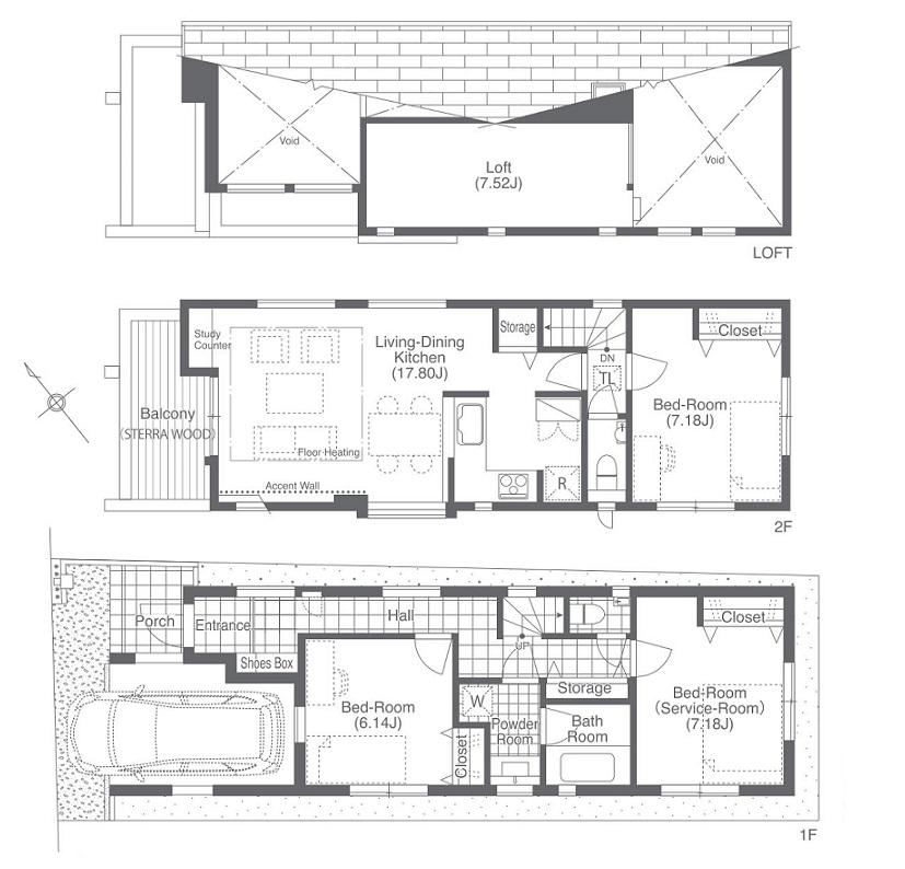 Floor plan. (B), Price 76,800,000 yen, 3LDK+S, Land area 81.29 sq m , Building area 97.3 sq m