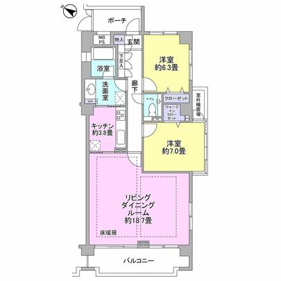 Floor plan. Southwest ・ Southeast corner room! Day, Ventilation is a good room!