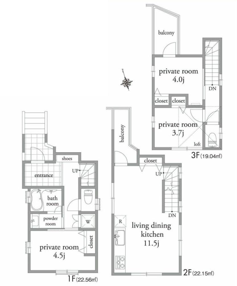 Floor plan. 45,800,000 yen, 3LDK, Land area 41.43 sq m , Building area 64.57 sq m