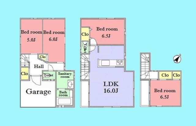 Floor plan. 64,800,000 yen, 2LDK + 2S (storeroom), Land area 70.8 sq m , Building area 98.81 sq m