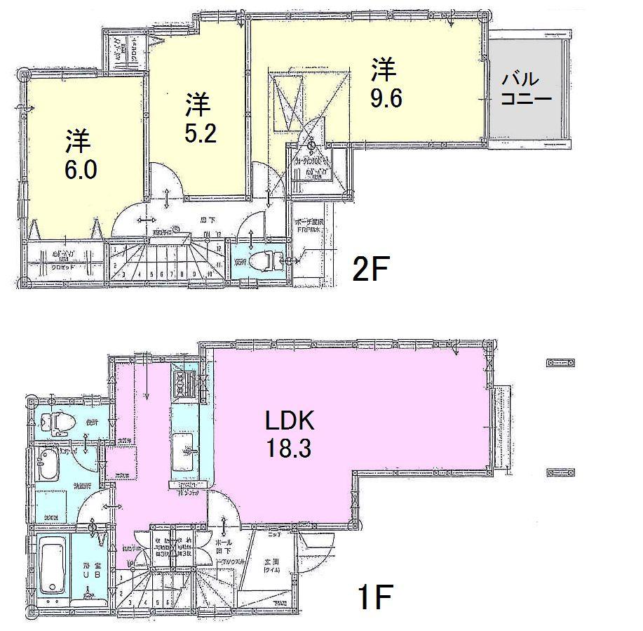Floor plan. 63,800,000 yen, 3LDK, Land area 90.1 sq m , Building area 87.66 sq m