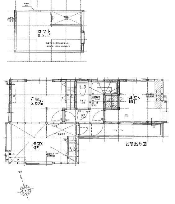 Floor plan. 58,800,000 yen, 3LDK, Land area 72.52 sq m , Building area 71.63 sq m 2 floor unit and the loft floor plan