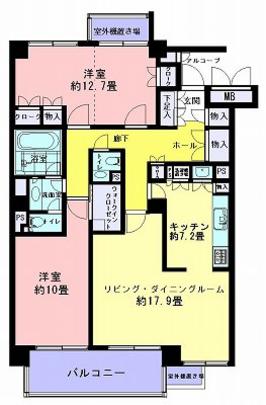 Floor plan. 2LDK, Price 79,800,000 yen, Footprint 116.09 sq m , Balcony area 9.75 sq m