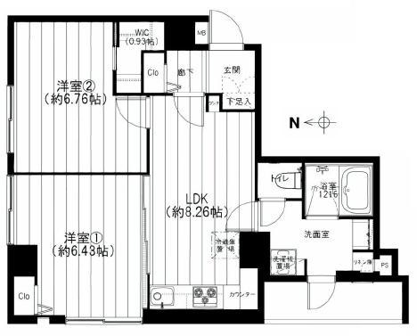 Floor plan. 2LDK, Price 25,900,000 yen, Occupied area 53.31 sq m , Balcony area 3.03 sq m