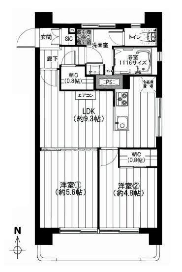 Floor plan. 2LDK, Price 22,900,000 yen, Footprint 47.7 sq m , Balcony area 4.7 sq m