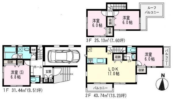 Floor plan. 62,800,000 yen, 4LDK, Land area 78.65 sq m , Building area 116.14 sq m