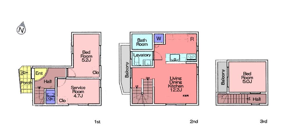 Floor plan. 46,800,000 yen, 3LDK, Land area 52.76 sq m , Building area 76.92 sq m