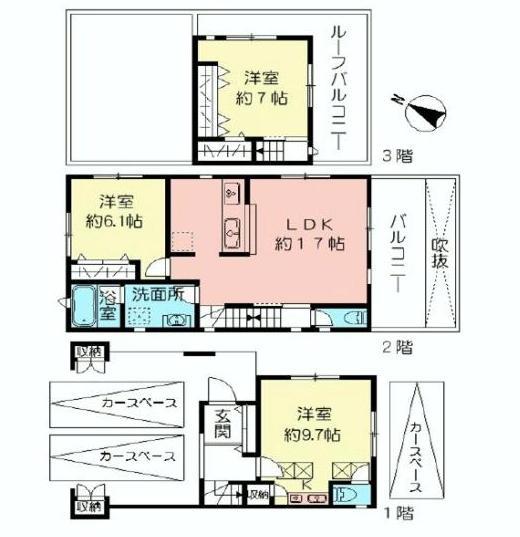 Floor plan. 95,800,000 yen, 3LDK, Land area 93.62 sq m , Building area 112.91 sq m