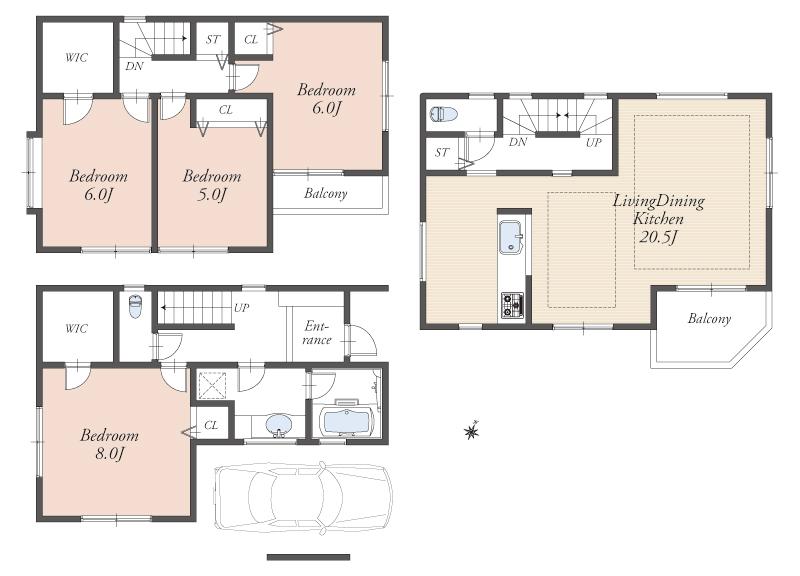 Floor plan. 69,800,000 yen, 4LDK, Land area 72.65 sq m , Building area 124.33 sq m
