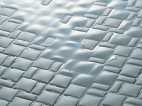 Bathing-wash room.  [Mosaic pattern floor] In well-drained surface shape, Mosaic pattern floor that can be dried in a short period of time. Keep the inside of the bathroom always clean.