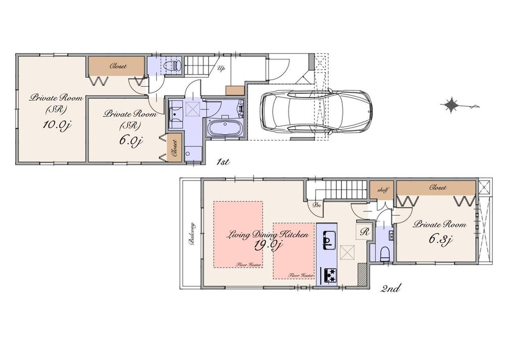 Floor plan. (1 Building), Price 64,800,000 yen, 1LDK+2S, Land area 91.98 sq m , Building area 103.68 sq m