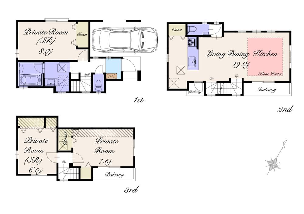 Floor plan. (A), Price 65,800,000 yen, 1LDK+2S, Land area 66.77 sq m , Building area 107.61 sq m