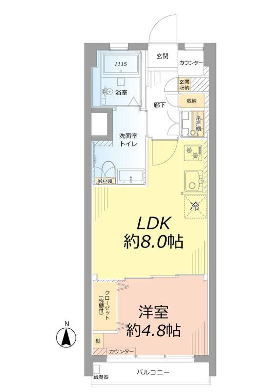 Floor plan. 1LDK, Price 24,900,000 yen, Footprint 32.4 sq m Floor