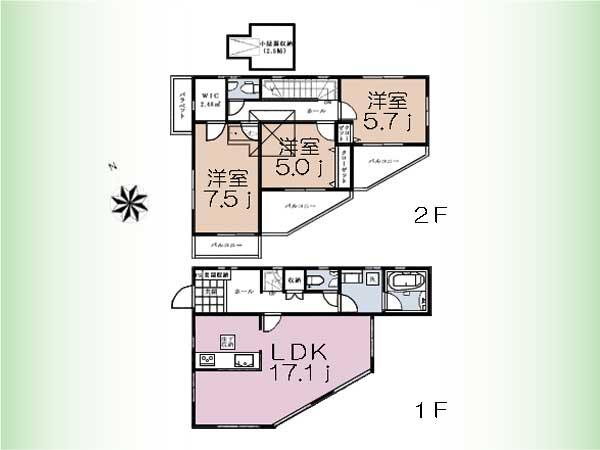 Floor plan. (4 Building), Price 68,800,000 yen, 3LDK, Land area 133.75 sq m , Building area 88.66 sq m