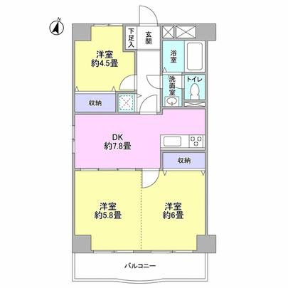 Floor plan. Bright room with white keynote. There is a south western style movable partition.