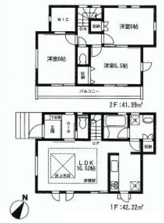 Floor plan. (B Building), Price 58,800,000 yen, 3LDK, Land area 106.23 sq m , Building area 83.61 sq m