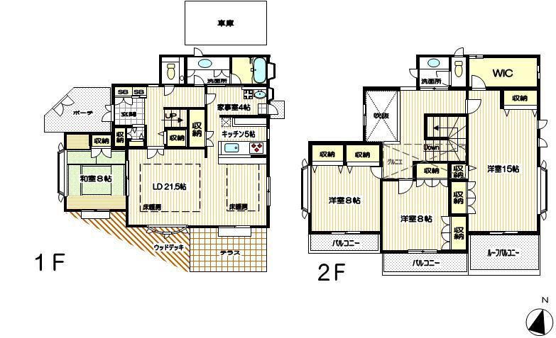 Floor plan. 168 million yen, 4LDK, Land area 253.15 sq m , Building area 187.96 sq m
