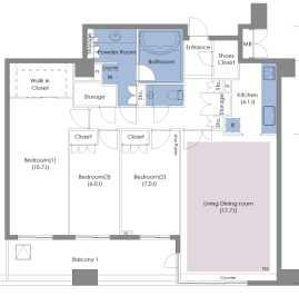 Floor plan. 3LDK, Price 100 million 9.8 million yen, Footprint 110.24 sq m , Balcony area 14.94 sq m