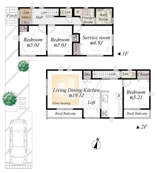 Floor plan. 70,400,000 yen, 3LDK+S, Land area 104.08 sq m , Building area 94.4 sq m
