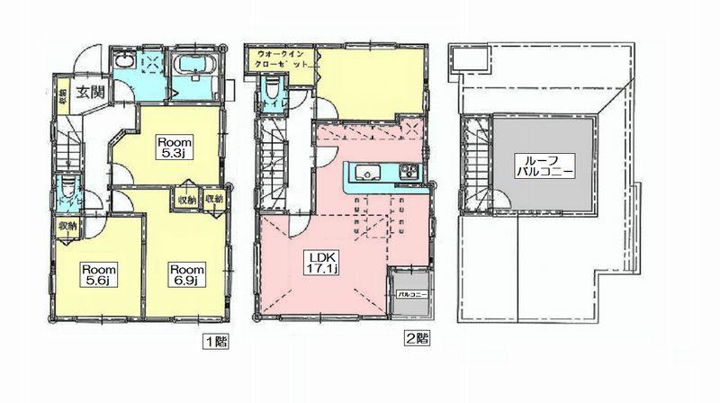 Floor plan. 76,800,000 yen, 4LDK, Land area 97.48 sq m , Building area 96.13 sq m