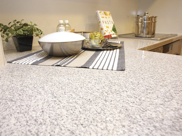 Kitchen.  [Luxurious natural stone worktop] Top plate which adopted the natural stone is also easy to clean not only the beauty.