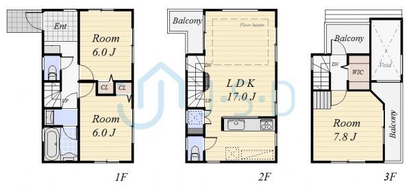 Floor plan. 49,800,000 yen, 4LDK, Land area 73.66 sq m , Building area 84.81 sq m