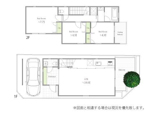 Floor plan. 77,800,000 yen, 3LDK, Land area 84.59 sq m , Building area 93.06 sq m