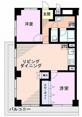 Floor plan. 2LDK, Price 29,800,000 yen, Footprint 63 sq m , Balcony area 12.71 sq m