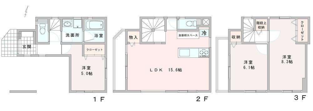 Floor plan. 53,800,000 yen, 2LDK + S (storeroom), Land area 47.74 sq m , Building area 96.77 sq m Master Bedroom is more than 8.0 quires, And spacious. Storage is abundant.
