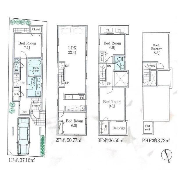 Building plan example (floor plan). Building plan example (A No. land) Building price 21 million yen, Building area 128.15 sq m