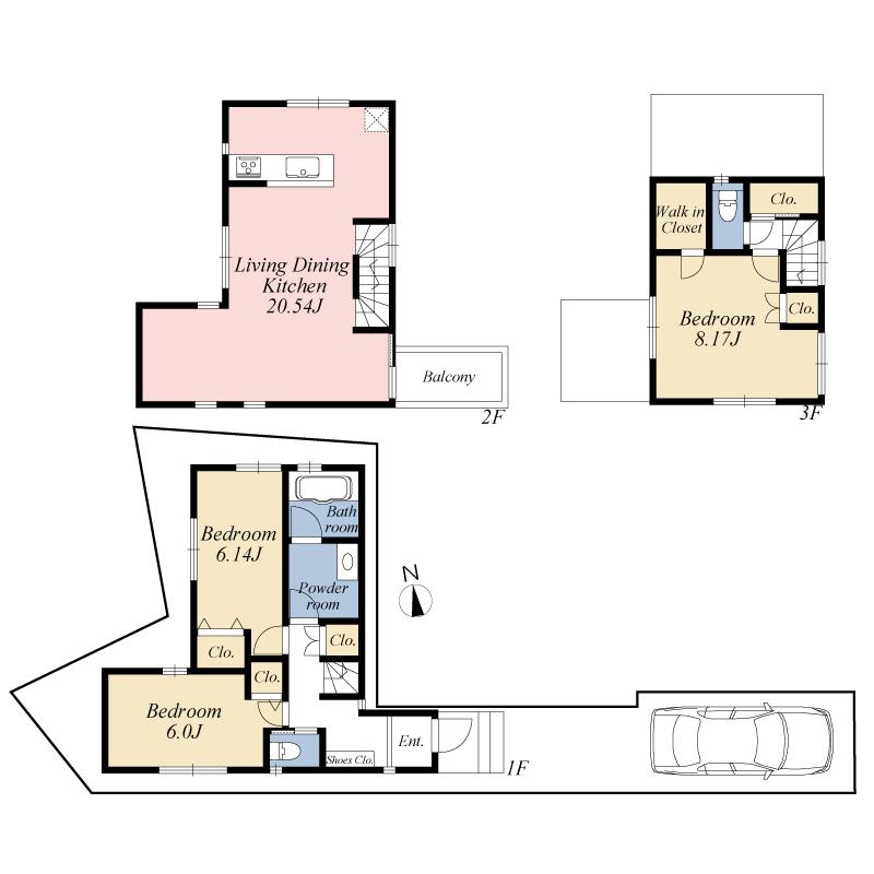 Floor plan. 62,800,000 yen, 2LDK + S (storeroom), Land area 85.08 sq m , Building area 96.35 sq m