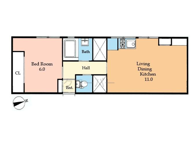 Floor plan. 1LDK, Price 14.8 million yen, Occupied area 42.48 sq m