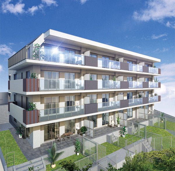 Buildings and facilities. <Loire Osan Chitose> is born as a mansion with a style that was armed with elegance. I was asked to building, Fashionable plus dignified, Design of the presence as a landmark of this town. It is living that was accompanied by a relaxation and elegance, We start from this house. (Exterior CG)