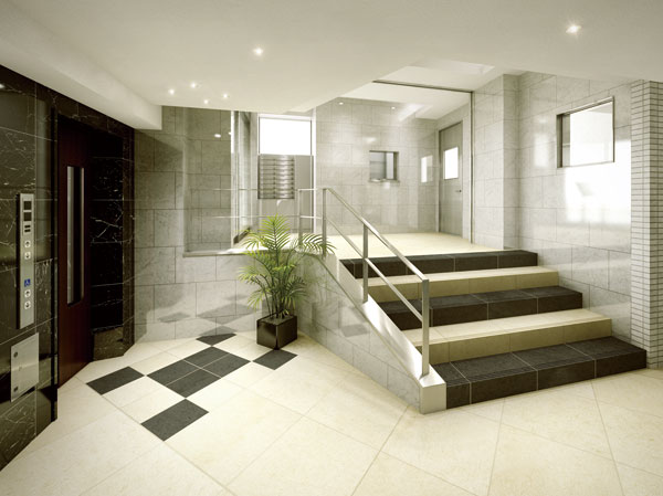 Buildings and facilities. In the entrance hall, Given a relaxed and spread in space, Adopt a split-level home design that diversion can produce. Tension in the outside when entering one step is untangled, You invited me to the peace. (Entrance Hall Rendering CG)