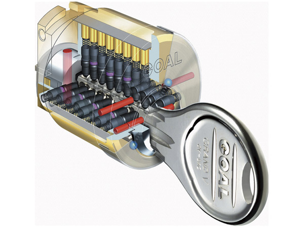 Security.  [Dimple key] Entrance tablets, Adopted dimple cylinder key of Reversible type. On the theory, Key differences is there about 1000 trillion 280 billion ways replication is almost impossible. (Conceptual diagram)