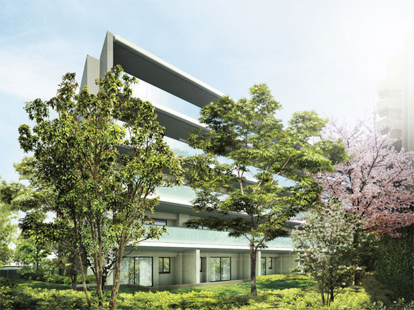 Shared facilities.  [I love the green, I feel the season, Way of life to taste the Kokochiyoki wind] Rest heavily the remnants of Musashino, Lush "Roka Hisashiharuen" the almost daily consuming fun as "my garden". And in the immediate vicinity of the Meien, In harmony with the existing trees and new planting forests, To live in a mansion with a beautiful garden. Surrounded by such green, I feel the season, Way of life to taste the wind. that is, Tokutomi Roka loved, I lived worthy to this land. (Exterior view)